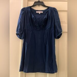Women’s Amanda Uprichard Petite Navy Blue Dress Ruffles